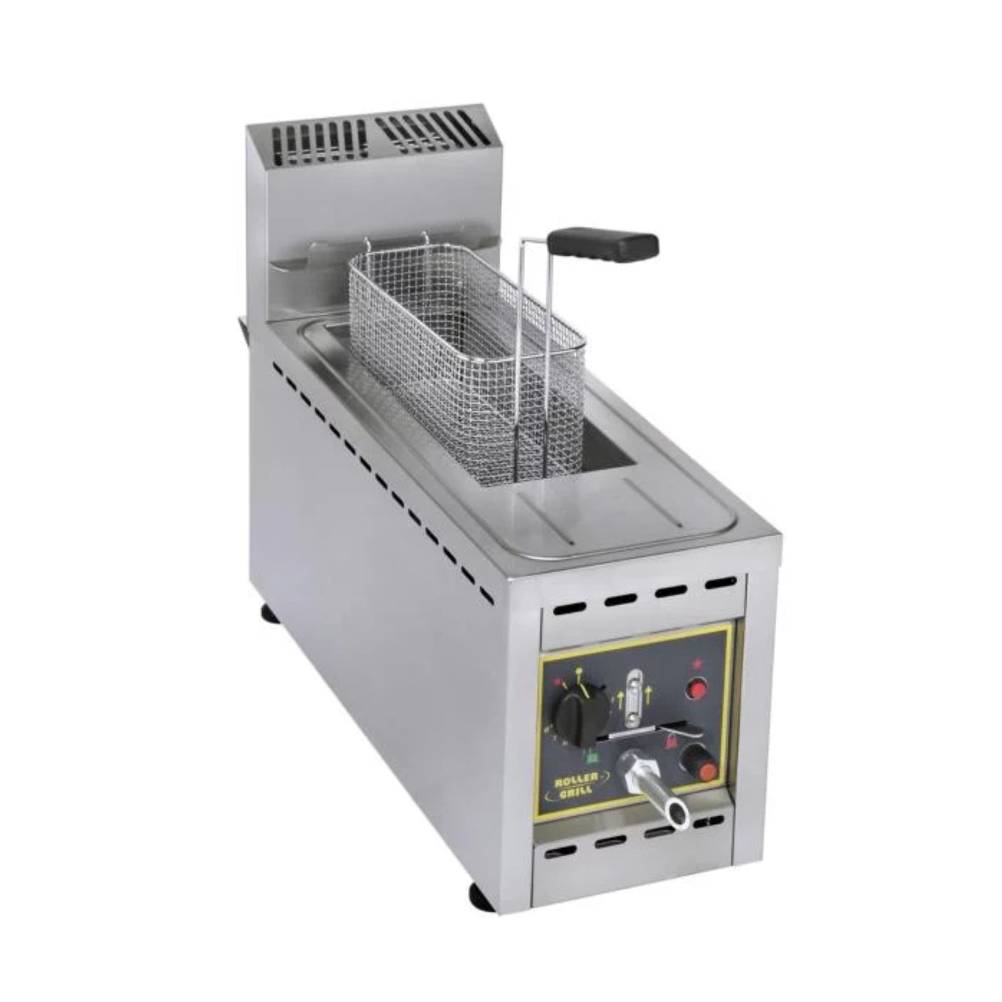 TISCH FRITTEUSE 1 BECKEN 8 LITER + ABLASSHAH GAS 4 kW MODELL RFG 8