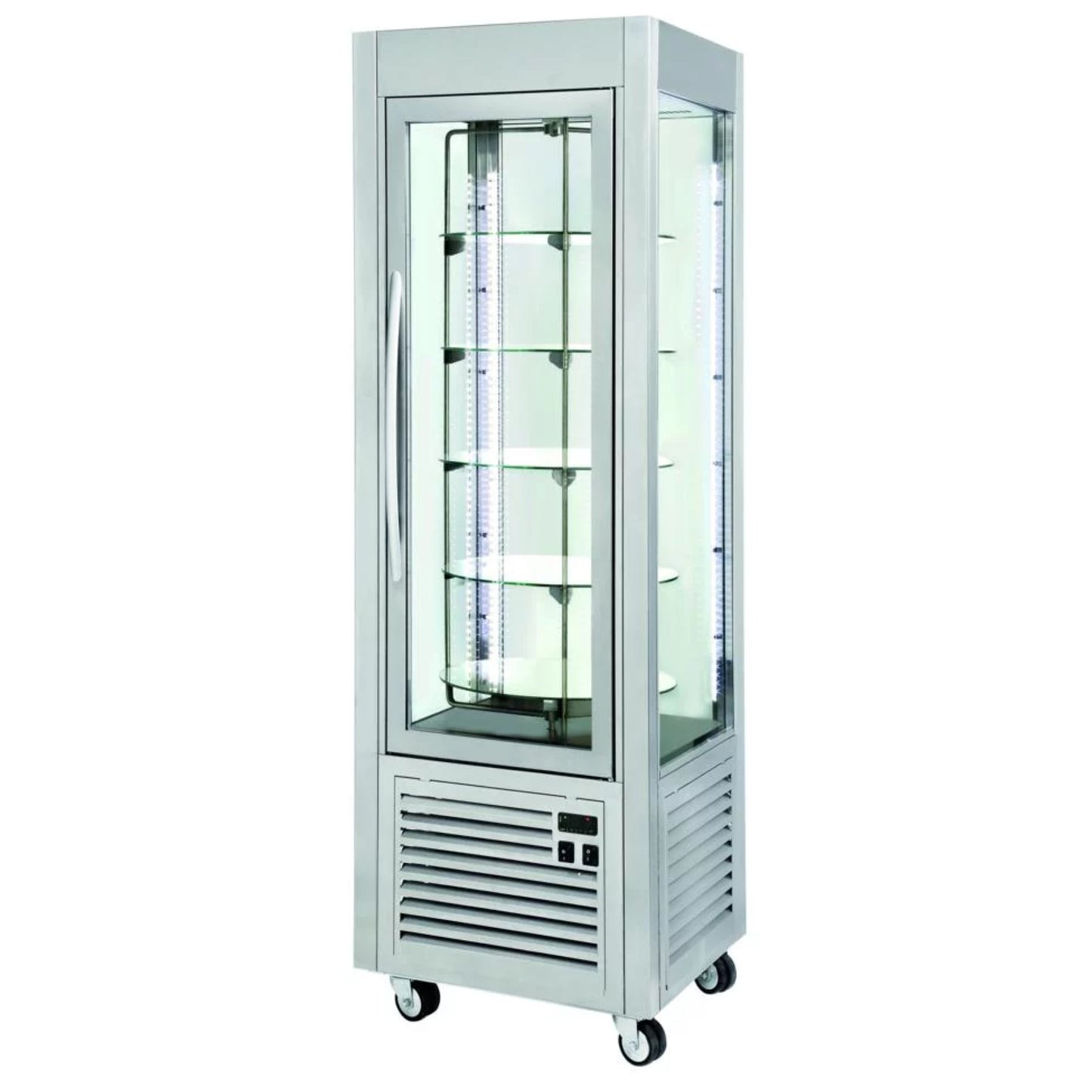 PANORAMA TIEFKÜHLVITRINE 60 CM 4 ROTIERENDE GLASBÖDEN FÜR TORTEN 360 LITER RDN 60T