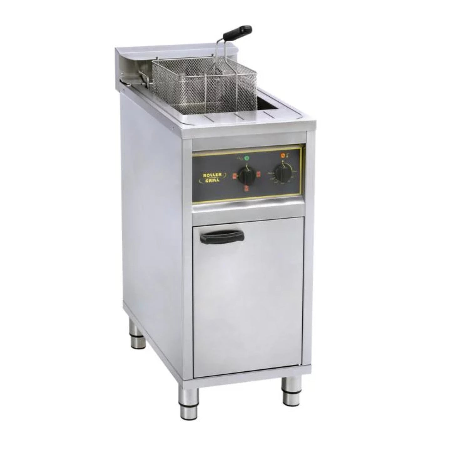 STANDFRITTEUSE 1 BECKEN 16 LITER + ABLASSHAHN, UNTERBAU MIT FRONTTÜR ELEKTRO 4 BIS 12 kW RFE 16C