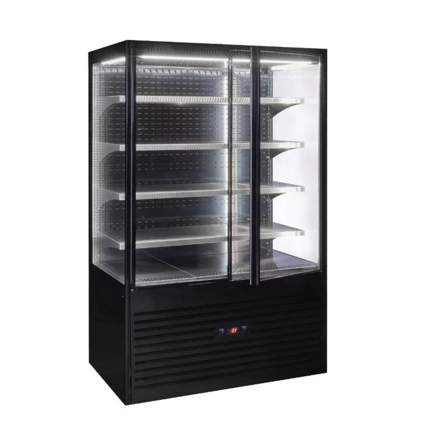KÜHLVITRINE MIT GLASTÜREN SSC 1200, 845 LITER, 120 CM, SCHWARZ