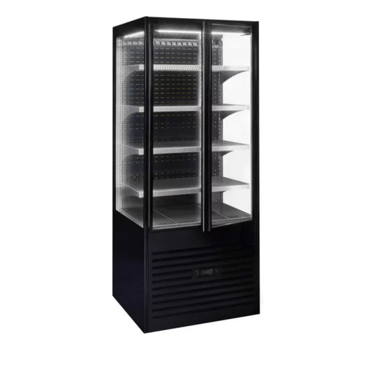 KÜHLVITRINE MIT GLASTÜREN SSC 800, 550 LITER 80 CM SCHWARZ